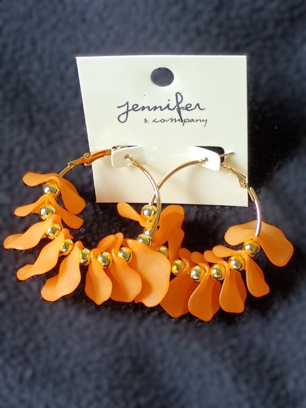 Abstract Leaf Hoop Earrings - Orange NWT